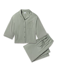 Petite Plume Olivia Wide Leg Pima Pajama Set in Sage