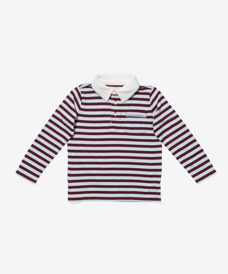 Oso & Me Parker Polo in Burgundy Triple Stripe