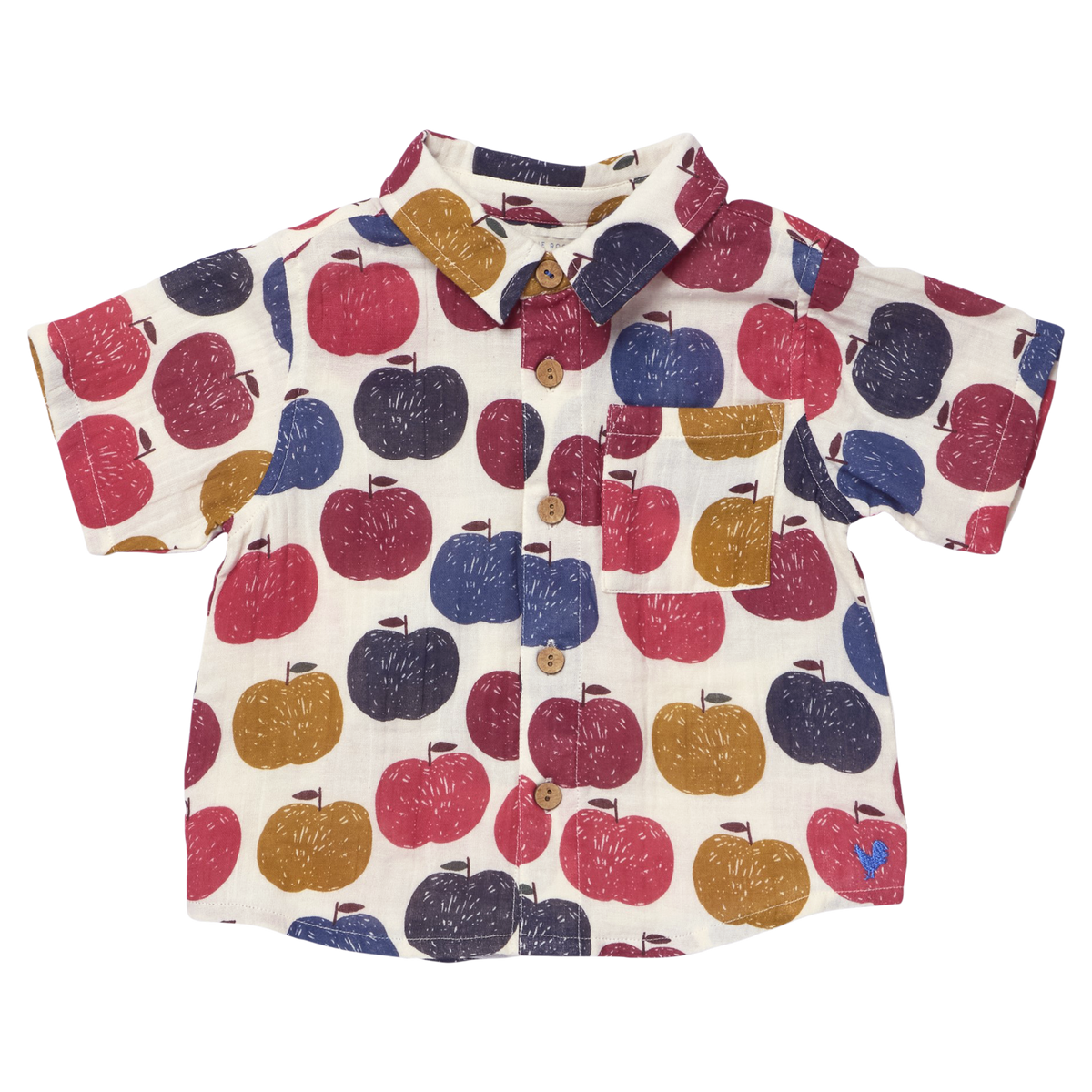 Pink Chicken Boys Jack Shirt in Blue Delicious Apples