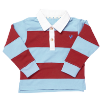 Pink Chicken Boys Albert Rugby Shirt in Blue & Maroon