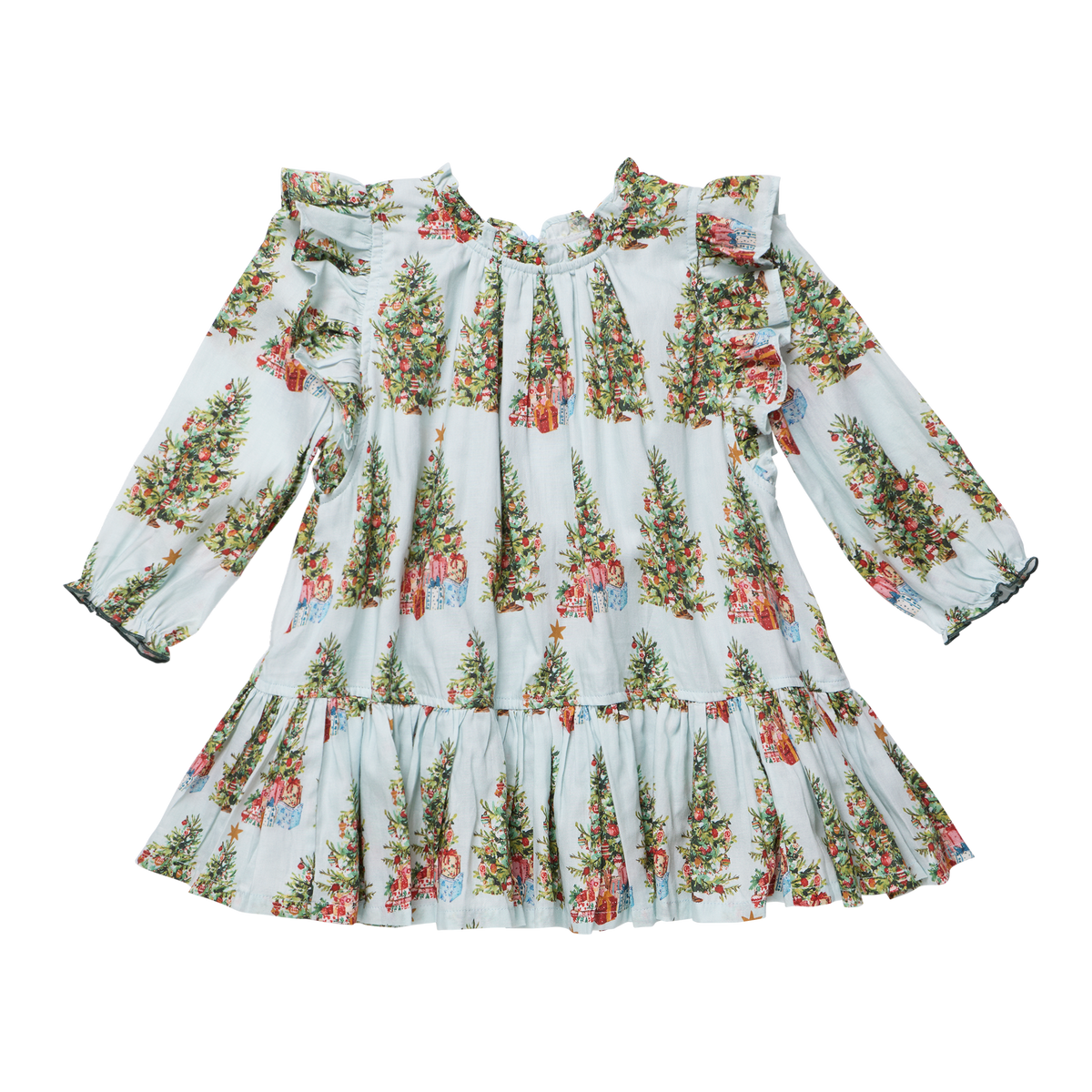 Pink Chicken Girls Harper Dress in Mint Trees and Presents
