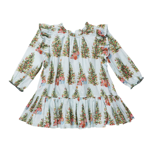 Pink Chicken Girls Harper Dress in Mint Trees and Presents
