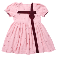 Pink Chicken Girls Liliana Dress in Pink Velvet Bow