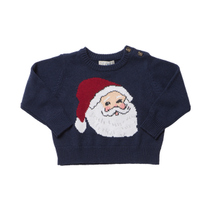 Pink Chicken Baby Boys Oliver Sweater in Navy Santa