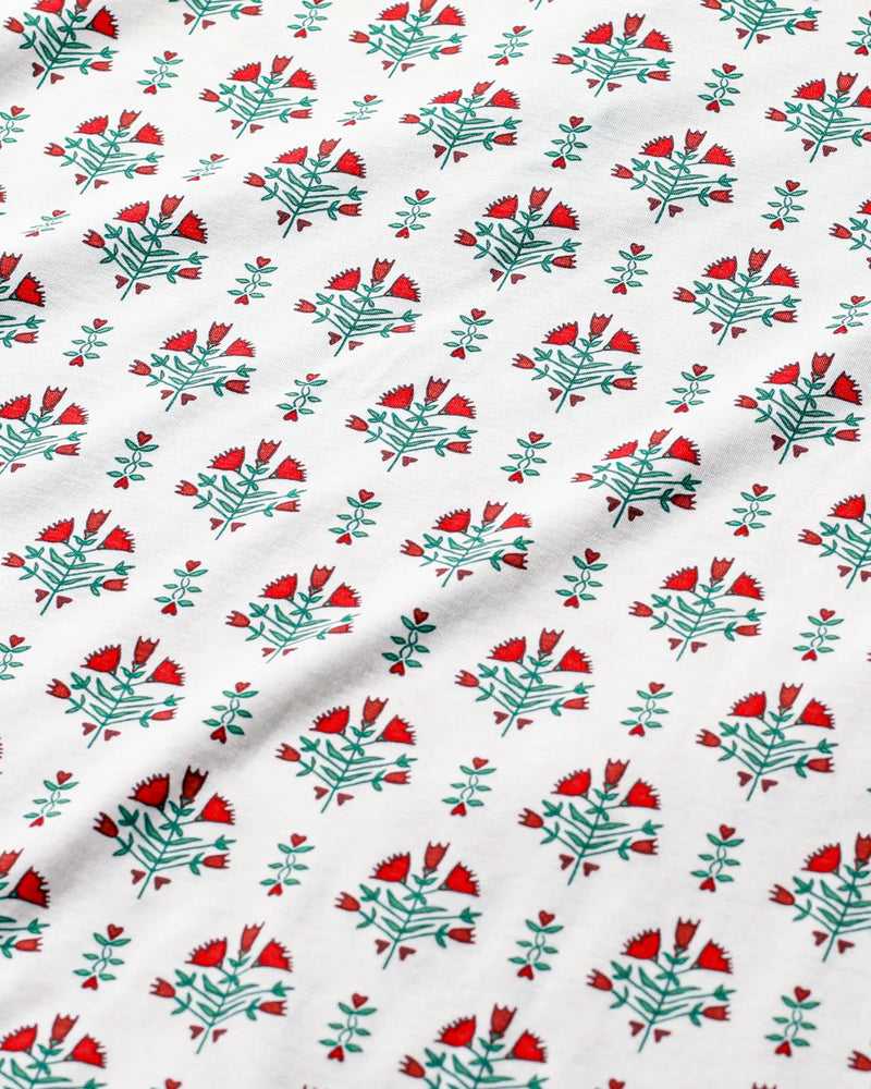 Joy Street Kids Footie in Poinsettia Block Print