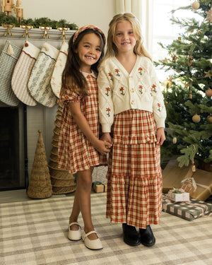 Rylee + Cru Boxy Cardigan in Winter Daisy Embroidery