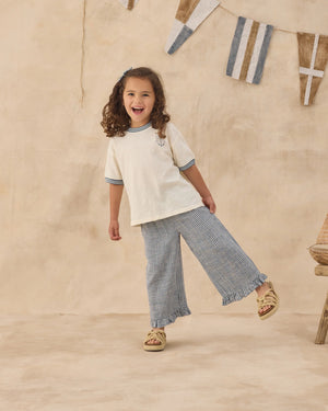 Rylee + Cru Wide Leg Pant in Marine Gingham