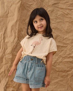 Rylee + Cru Cropped Cinch Tee in Flamingo