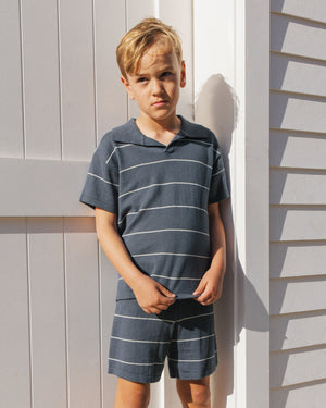 Rylee + Cru Chandler Knit Polo in Navy Stripe