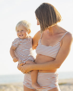 Rylee + Cru Shorty One-Piece in Americana Stripe