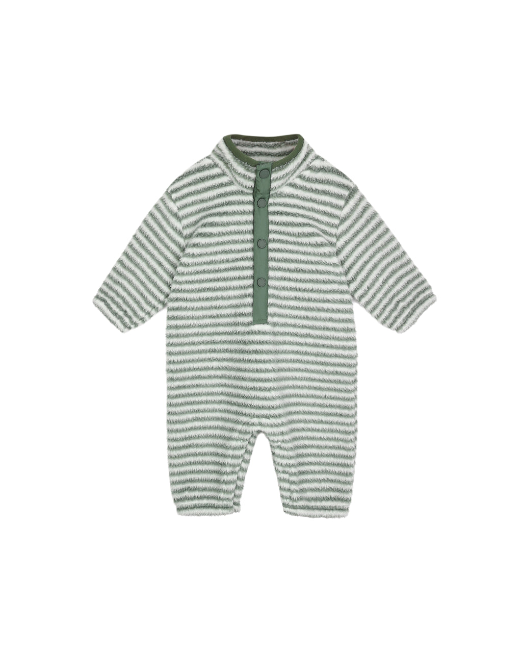 Rylee + Cru Fuzzy Winter Jumpsuit in Evergreen Stripe