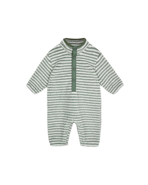 Rylee + Cru Fuzzy Winter Jumpsuit in Evergreen Stripe