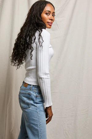 perfectwhitetee Rowe Poorboy Rib Tee in White