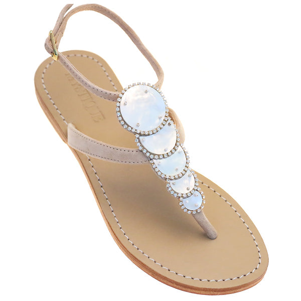 Mystique Sardinia Sandals in Beige/Mother of Pearl