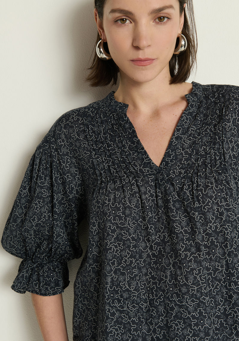 Nation Scarlet Pintuck Blouse in Santa Fe Floral