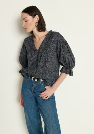 Nation Scarlet Pintuck Blouse in Santa Fe Floral