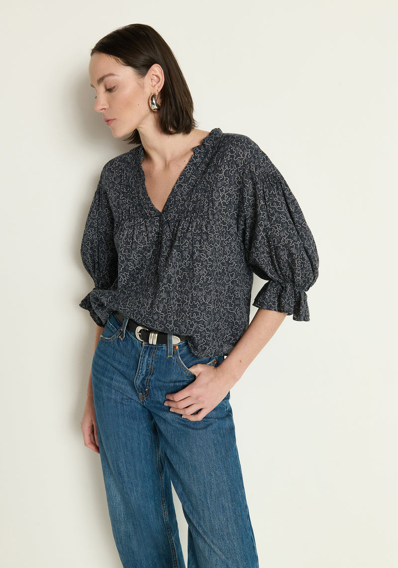 Nation Scarlet Pintuck Blouse in Santa Fe Floral