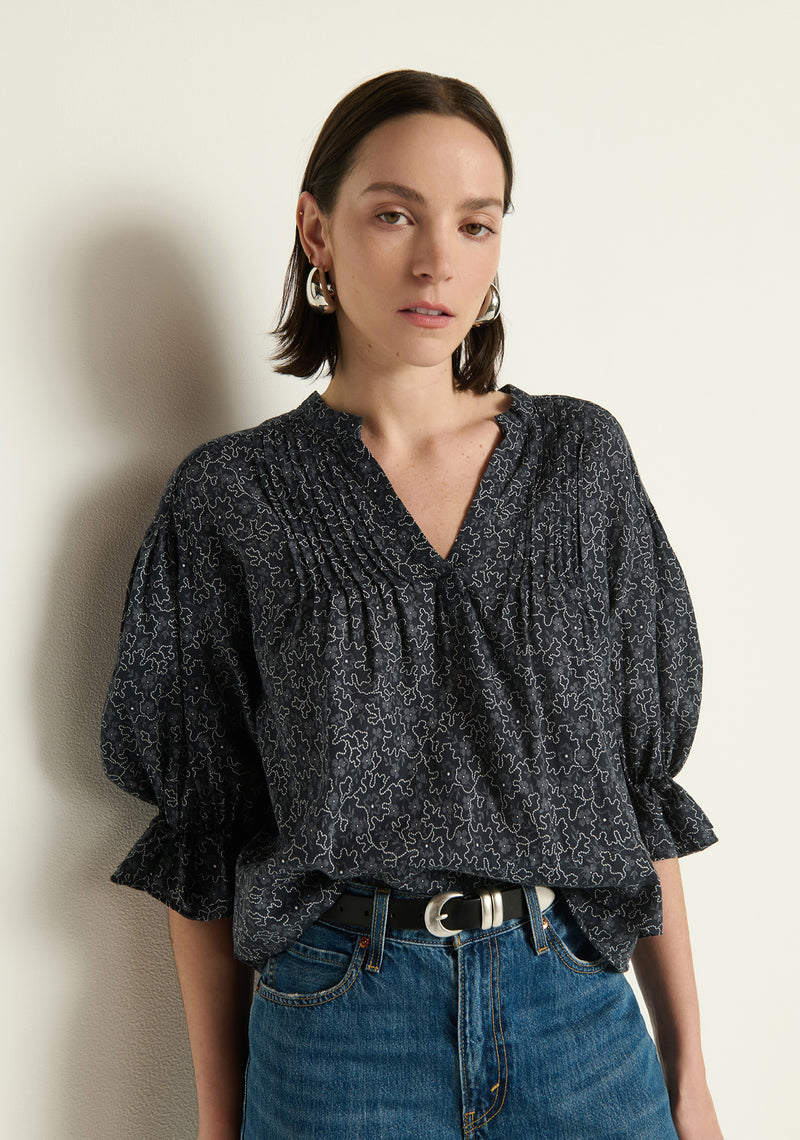 Nation Scarlet Pintuck Blouse in Santa Fe Floral