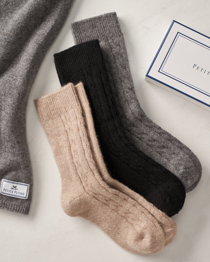 Petite Plume Cashmere Socks in Beige