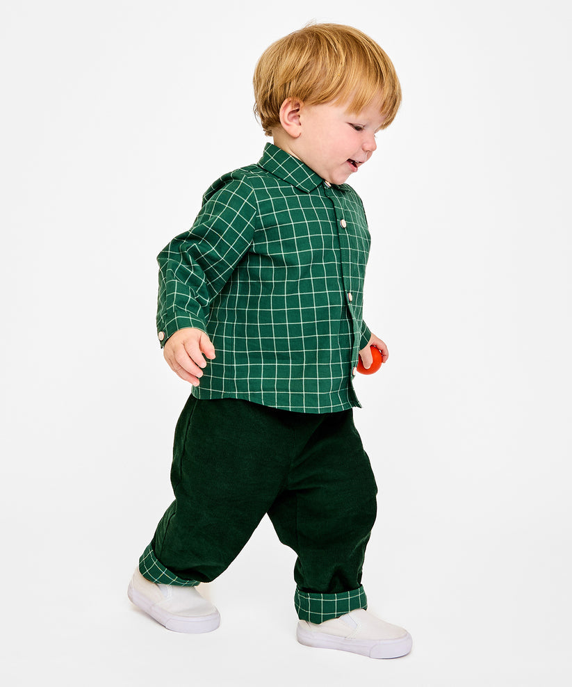 Oso & Me Jeffie Shirt in Green Holiday Plaid