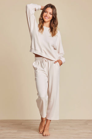 Barefoot Dreams Malibu Collection Brushed Fleece Pullover in Sand Dune