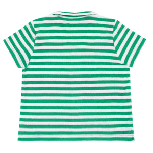 Minnow French Terry Polo in Green Stripe
