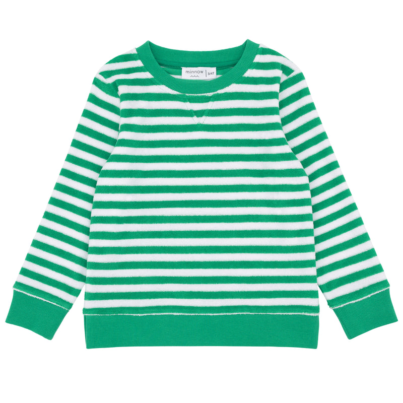 Minnow French Terry Sweatshirt in Green Stripe