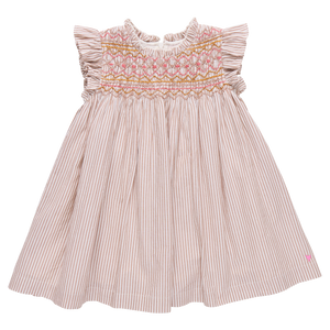 Pink Chicken Stevie Dress in Tawny Brown Stripe