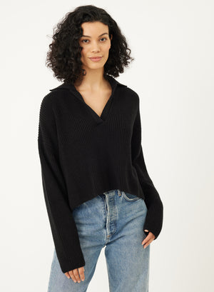 Stitches + Stripes Riley Polo Sweater in Black