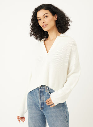 Stitches + Stripes Riley Polo Sweater in Chalk