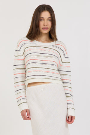 Stitches + Stripes Rushmore Pullover Sweater in Chalk Combo