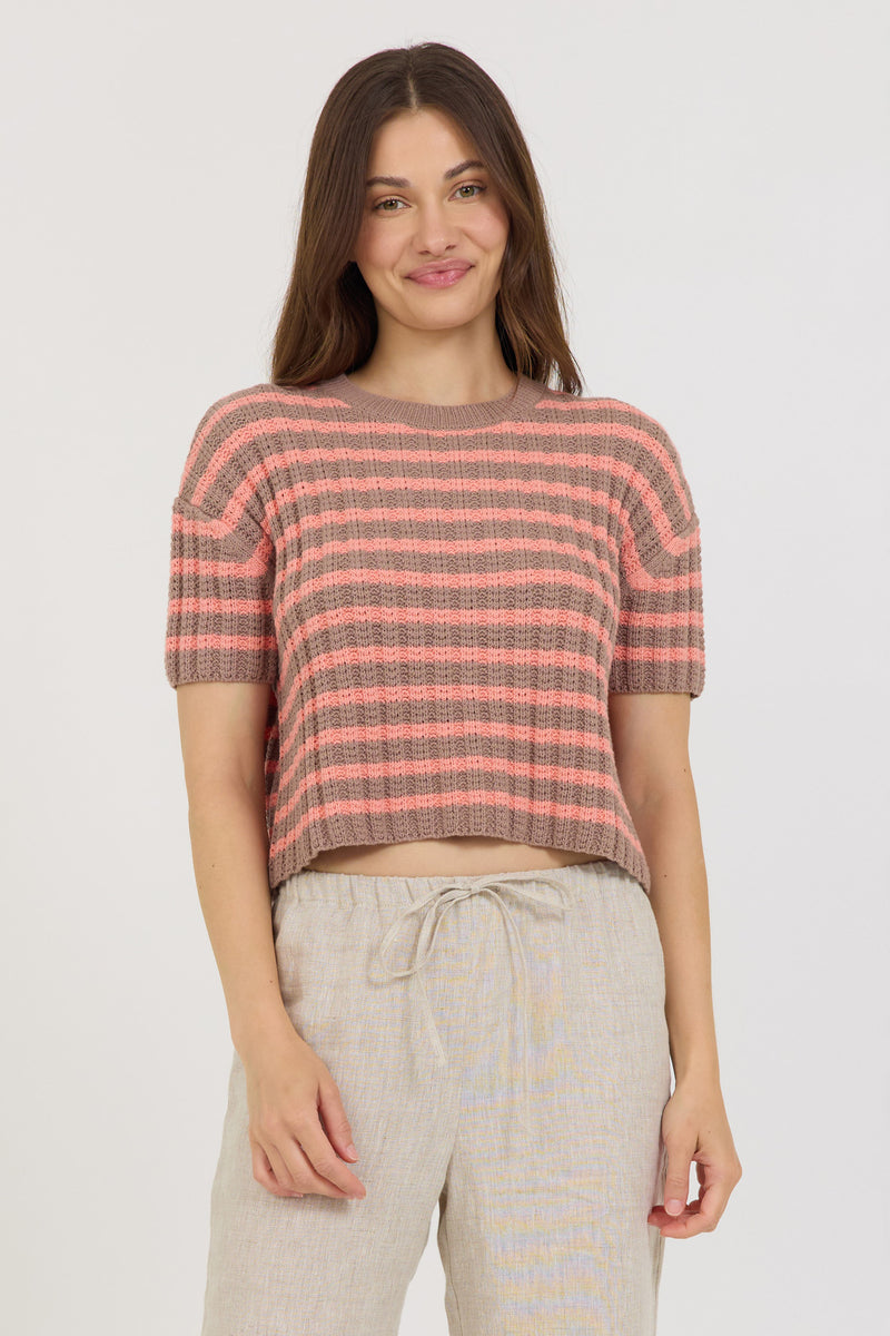 Stitches + Stripes Murray Sweater Tee in Mocha Combo