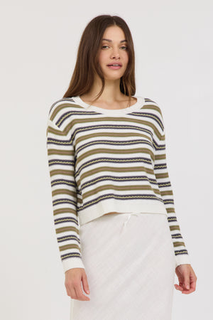 Stitches + Stripes Sammi Sweater in Chalk Combo