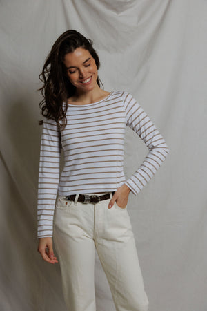 T320-J25-Parker - jersey stripe drop shoulder long sleeve