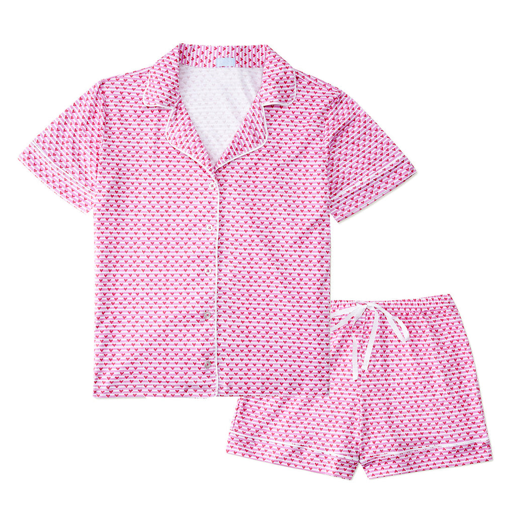 Joy Street Women's Short Pajama Set in Posie Pink Sailor Hearts