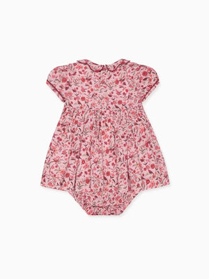 La Coqueta Scarlett Baby Girl Hand Smocked Fish in Pink Bird Floral