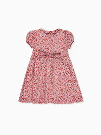 La Coqueta Scarlett Hand Smocked Fish in Pink Bird Floral