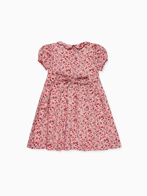 La Coqueta Scarlett Hand Smocked Fish in Pink Bird Floral