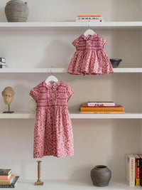 La Coqueta Scarlett Baby Girl Hand Smocked Fish in Pink Bird Floral