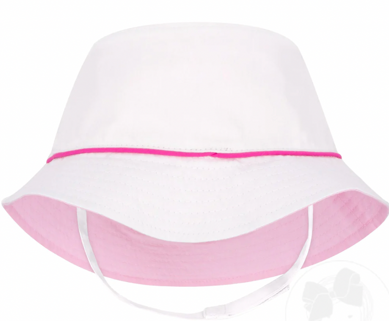 Wee Ones Reversible Embroidered Flower Add-A-Bow Bucket Hat