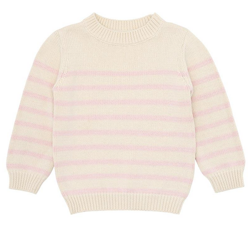 Minnow Stripe Sweater in Cream/Pink
