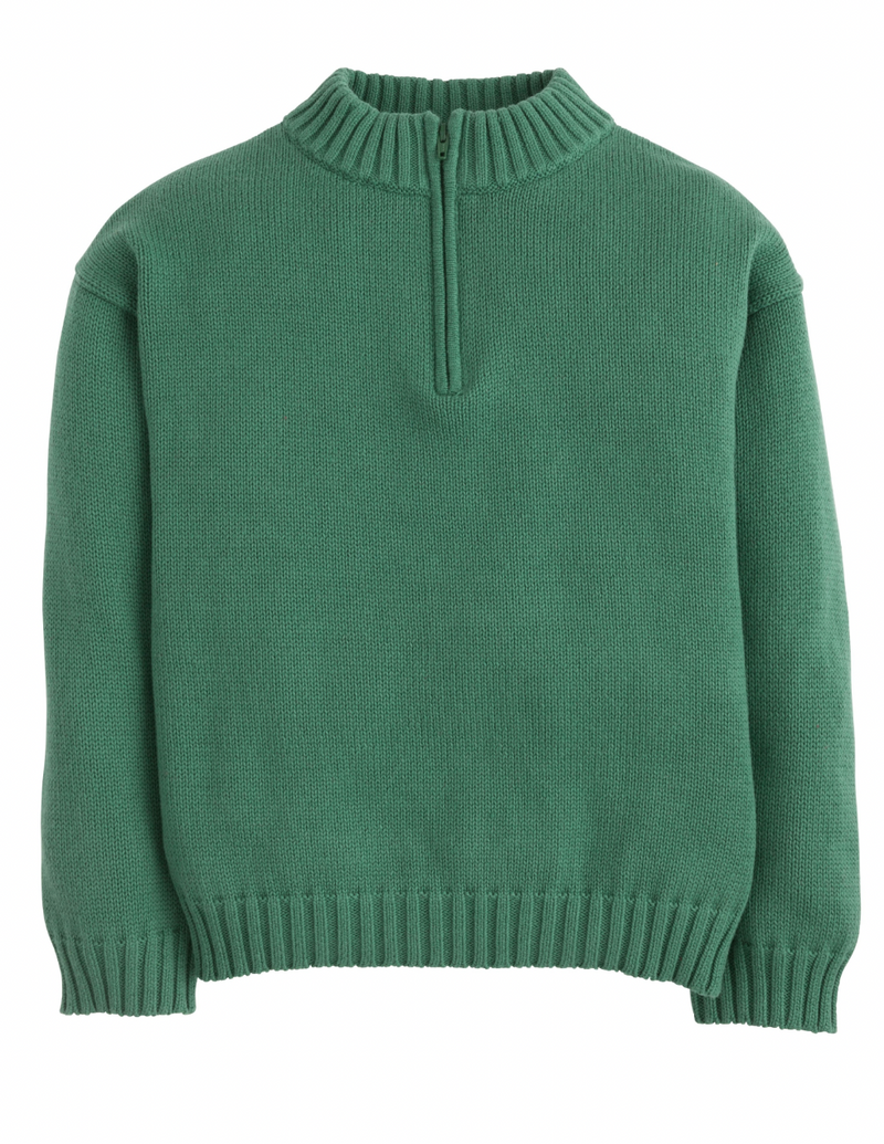 Little English Quarter Zip Sweater in Hunter Green