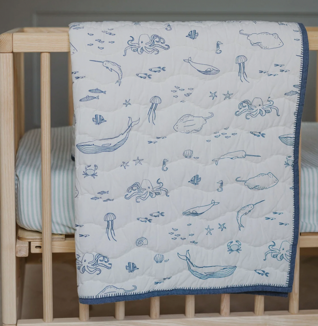 Pehr Chambray Baby Blanket in Life Aquatic