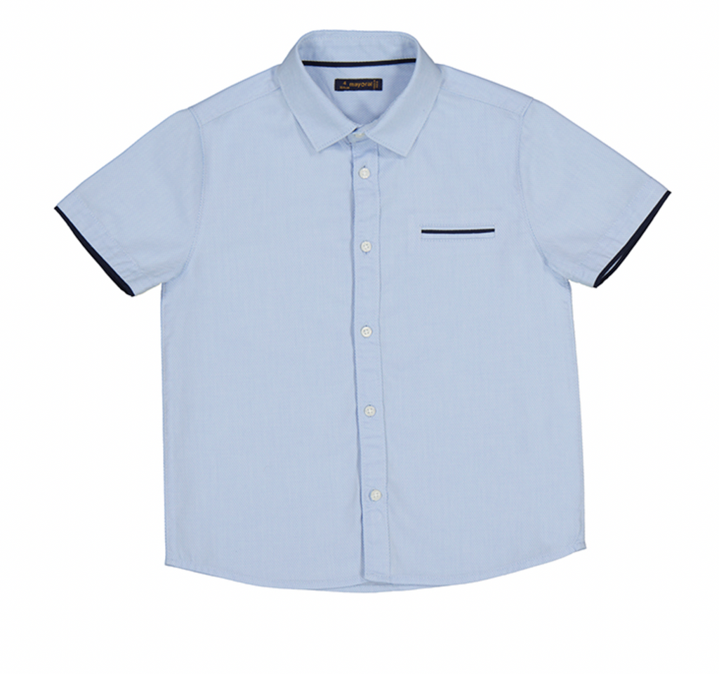 Mayoral Short Sleeve Buttondown Shirt in Light Blue