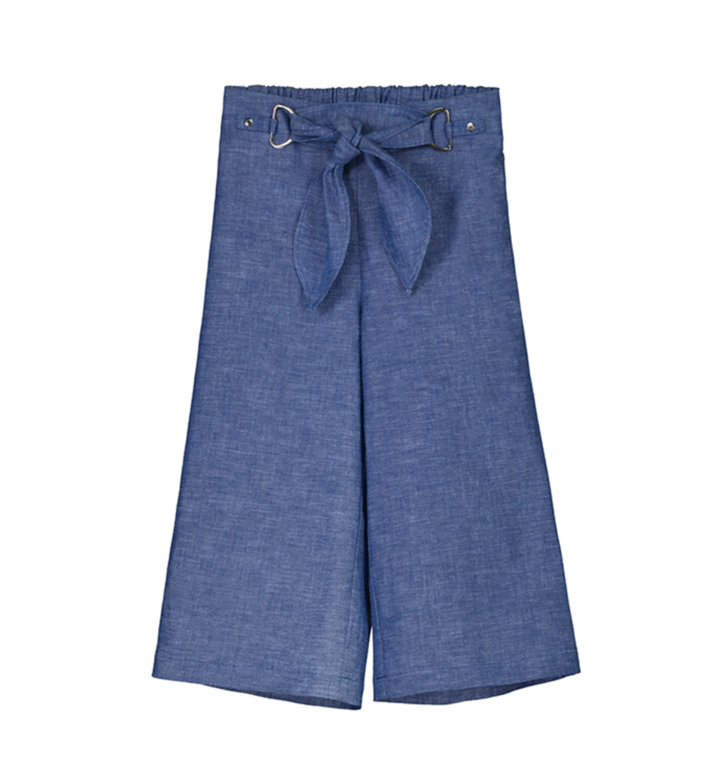 Mayoral Wide Leg Linen Pant in Blue