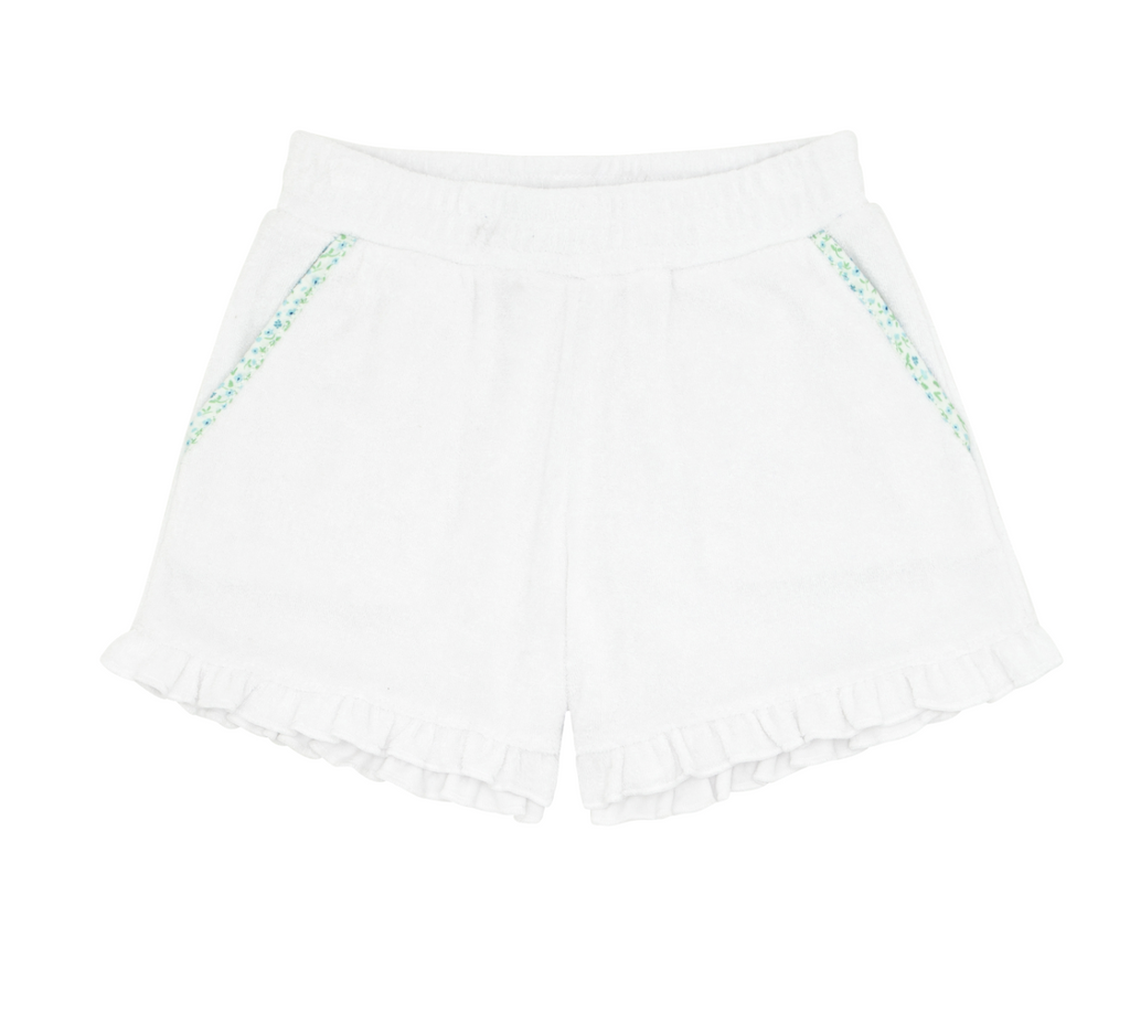 Minnow French Terry Ruffle Short in White
