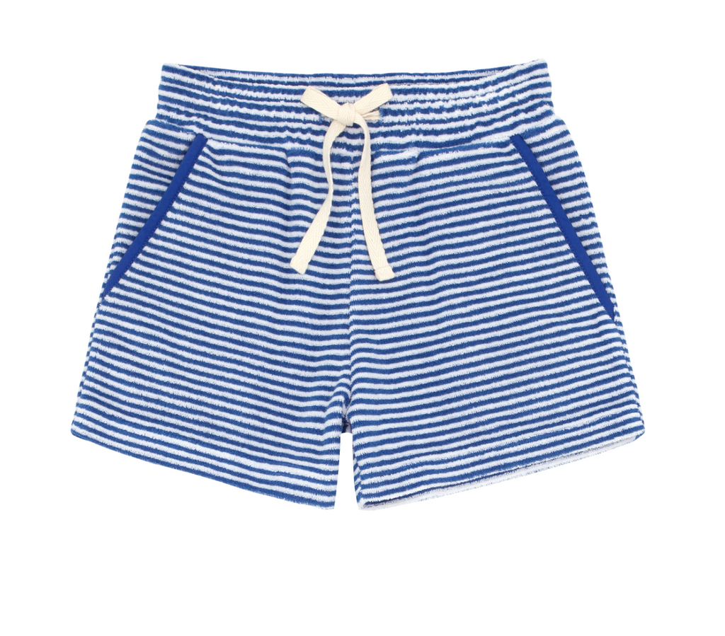 Minnow French Terry Short in Cobalt Blue Stripe