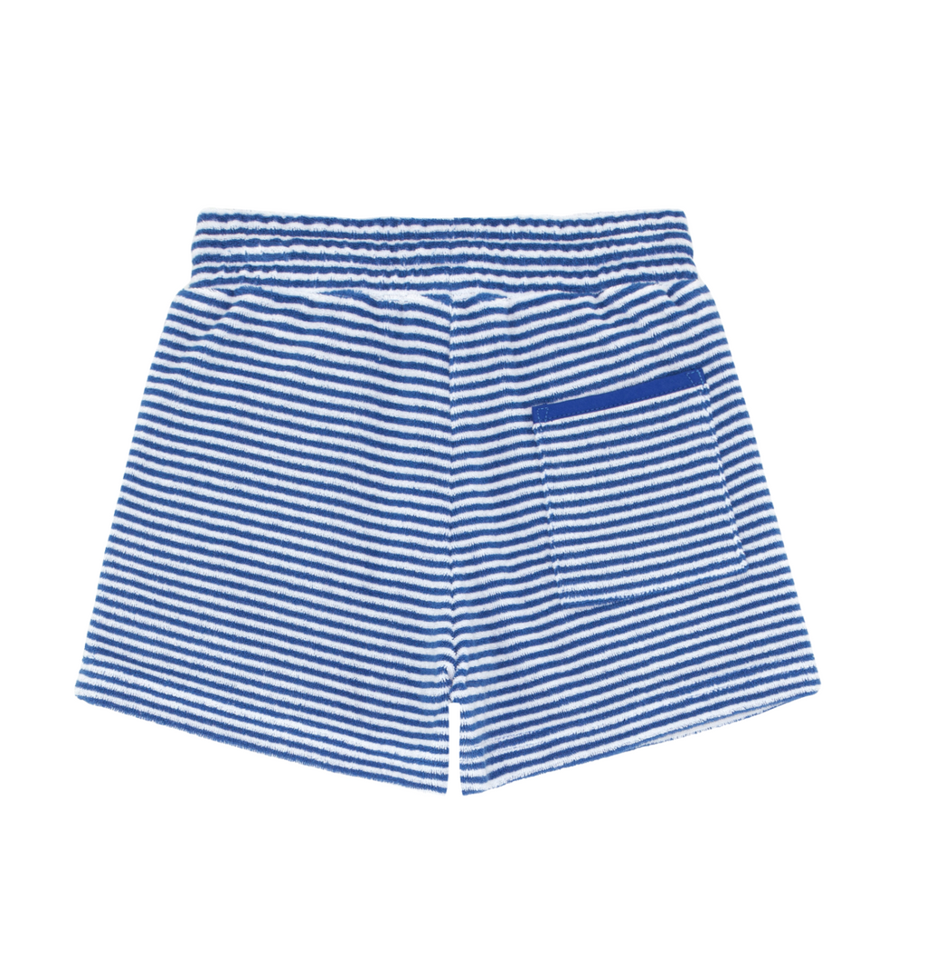 Minnow French Terry Short in Cobalt Blue Stripe