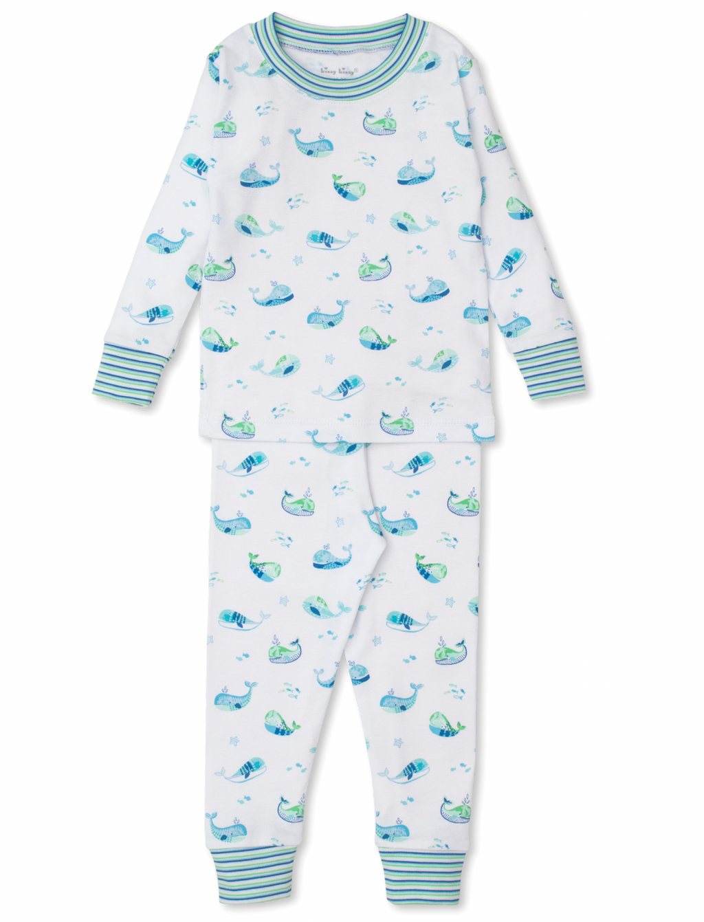 Kissy Kissy Snug Pajama Set in Watercolor Whales