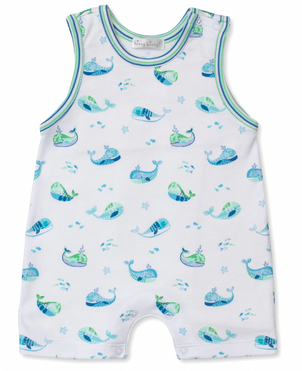 Kissy Kissy Short Playsuit in Watercolor Whales